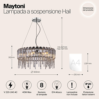 Подвесной светильник Maytoni Neoclassic Hail MOD097PL-08CH, диаметр 61 см, хром