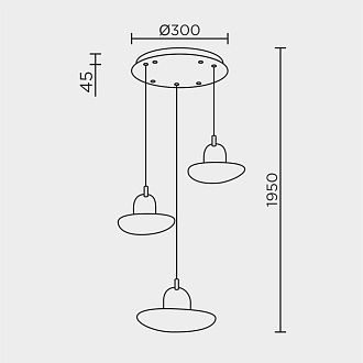 Подвесной светильник 33*33*195 см, LED 24W, 3000 / 6000K, Черный, Золото MODESTYLE MS.2326.3