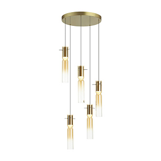 Люстра каскадная 40*40*150 см, 5 LED*5W, 3000 К, Odeon Light Scrow, золотой 5058/25LA