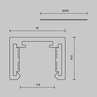 Шинопровод 2 м Exility X накладной, черный 200*2*1 см, Maytoni Technical  TRX239-412B, Черный