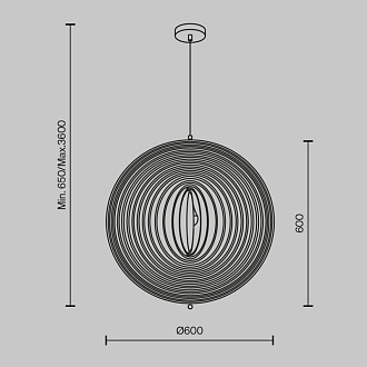 Подвесной светильник  60 см, E27 1 40W, К, Черный Maytoni Roots MOD197PL-01W2