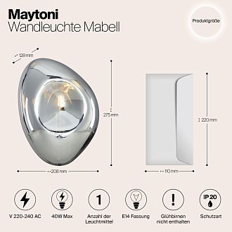 Светильник 28 см, Maytoni Mabell MOD306WL-01CH, хром