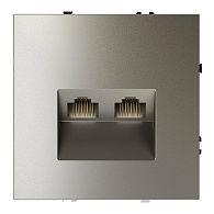 Розетка компьютерная встраиваемая Voltum S70 двойная RJ45+RJ45 кат.6, шелк пластик Soft touch VLS060204