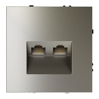 Розетка компьютерная встраиваемая Voltum S70 двойная RJ45+RJ45 кат.6, шелк пластик Soft touch VLS060204