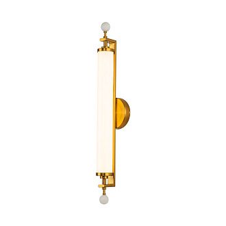 Бра Favourite Plunger 3012-2W, D105*W100*H700, латуни, плафон из искусственного белого мрамора, стеклянный декор по краям