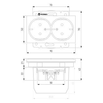 W1272004 Розетка двойная с заземлением, дымчатый Werkel, 4690389213960