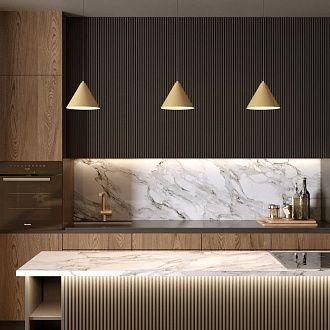 Подвесной акцентный светильник 20*20*130 см, LED, 16W, 4000K, Elektrostandard Conus 50316 LED, золото