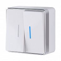 W5020101 Выключатель двухклавишный с подсветкой Gallant, белый Werkel, 4690389164170