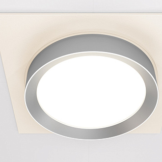 Светильник 11 см, Maytoni Downlight Hoop DL086-GX53-SQ-WS, белый-серебро, вр 9,5 см