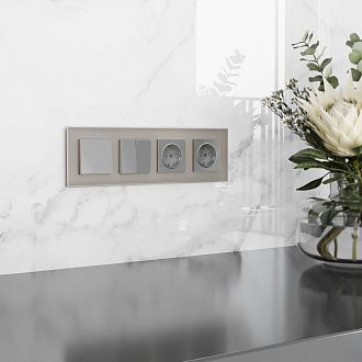 W0043117/ Рамка на 4 поста Senso (дымчатый, стекло soft-touch) Werkel 4690389206467