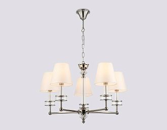 Подвесная люстра с абажурами и хрусталем **44-113 см, 5*E14*40W, K, Ambrella Light High Light LH71001, никель