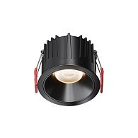 Встраиваемый светильник 6,3 см, LED*15W, 3000K, Maytoni Alfa LED 60° DL043-01-15W3K-RD-B-1, Черный, вр 7,5 см
