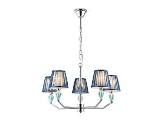 Подвесная люстра с абажуром и декором из керамики **81- см, 5*E14*40W, K, Ambrella Light High Light LH75061, хром