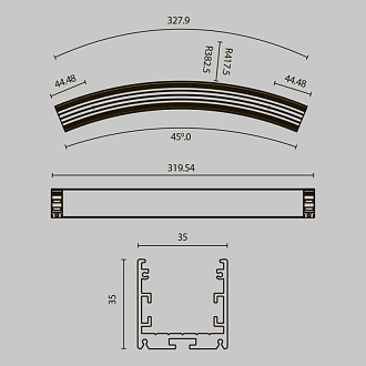 Радиусный профиль ALM-3535R-B-D-45°-0.8M 3,5*3,5*32,79 см, Maytoni Led Strip черный