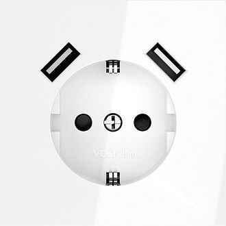 Розетка встраиваемая Voltum S70 с заземлением и защитными шторками, 16А, с USB, A+A, белый  пластик  VLS040401