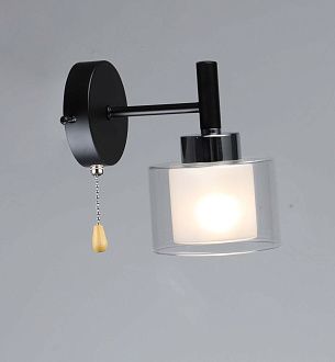 Бра L185 x W120 x H180, мм, 1*40W, BK+CR (Черный+Хром) Rilon 6989/1W BK+CR