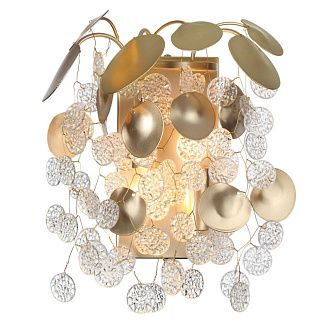 Бра 22*22*-28,5 см, 2*E14*40W, Odeon Light COINS 5104/2W, золотистый/стекло
