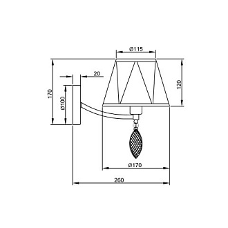 Бра 26*17*17 см, 1*E14 античная бронза Vele Luce Sinfonia VL4184W01