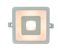 Светильник, 16 см, 5W, 3000К, белый, теплый свет, Arte Lamp Canopo A7245PL-2WH, встраиваемый LED, вр 13,5 см