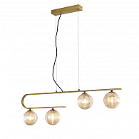 Подвесная люстра Favourite Idem 2723-4P, L870*W120*H305/1500, латунь, плафоны из рифленого стекла янтарного цвета