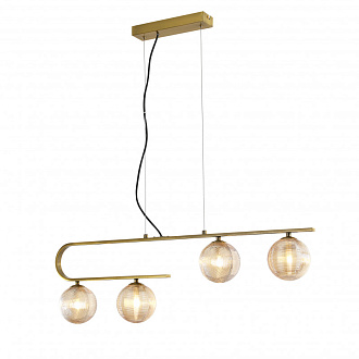 Подвесная люстра Favourite Idem 2723-4P, L870*W120*H305/1500, латунь, плафоны из рифленого стекла янтарного цвета