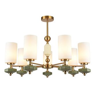 Люстра потолочная LUMION 8427/7C MODERNI, латунь/белый/зеленый, металл/керамика/стекло  E27 7*60W 220V MILA
