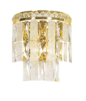 Бра L150 x W250 x H230, мм, 2*40W (80W), GOLD+CLEAR (Золото + Прозрачный Хрусталь) NewRgy W2893E/2 GOLD+CLEAR