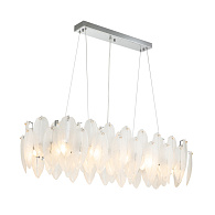 Подвесная люстра Favourite Beluta 3018-12P, L1000*W350*H260/1230, хром, лепестки из полу-прозрачного стекла, декор в виде кристалла в золотом обрамлении на каждом лепестке