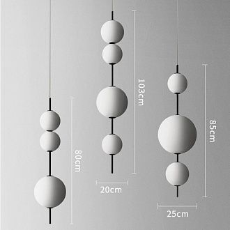 Подвесной светильник White beads Pendant 25*25*85 см, 3*LED*7W, 3000K, ImperiumLoft 40.2133-0, Чёрный