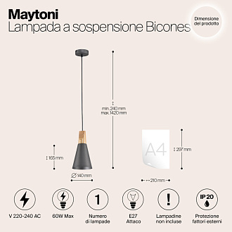 Подвесной светильник P359-PL-140-C Maytoni BICONES, серый