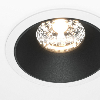Светильник 9 см, 15W, 3000K, Maytoni Downlight Alfa LED DL043-01-15W3K-RD-WB, белый-черный