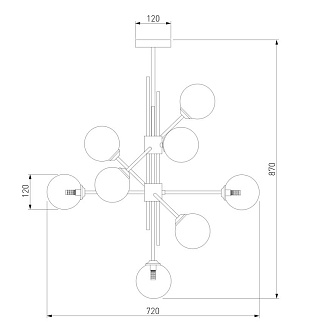 Потолочный светильник 72*87 см, 8*G9 Eurosvet 50383 латунь a066796