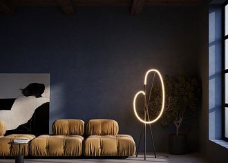 Торшер с диммером 45*45*162 см, LED*36W, 3000K, Maytoni Crochet MOD369FL-L36B3K, черный
