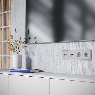 Накладка для розетки TV+RJ45 кат. 6, S70, серый Voltum VLS002716