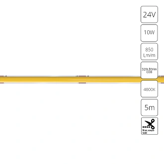 A2432005-02-4K Светодиодная лента 24В 10Вт/м 850Лм/м 4000К 90+ 5мм COB 320шт/м 5м IP20 Arte Lamp Lane