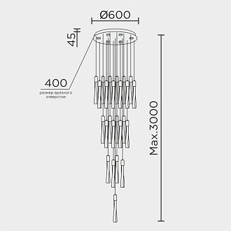 Подвесная люстра 60*300 см, LED 155W 4000K MODELUX ML.89138.25 CR хром