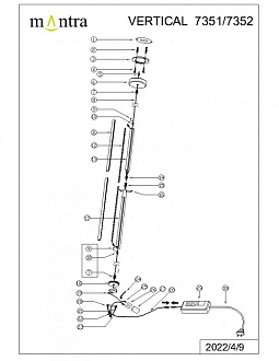 Подвесной светильник *8*280 см, LED *  36W, 3000К Mantra Vertical 7351, белый