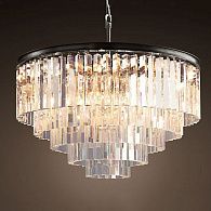 Подвесная люстра RH 1920s Odeon Clear Glass Fringe Chandelier D80 90*91*91 см, 17*E14*40W, ImperiumLoft 40.292, Чёрный