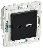 SKANDY Розетка USB A+C 3,1А SK-R14Bl черн. IEK, SK-U22-D31-K02