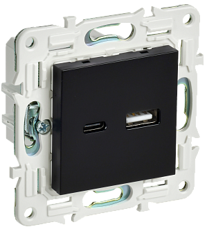 SKANDY Розетка USB A+C 3,1А SK-R14Bl черн. IEK, SK-U22-D31-K02