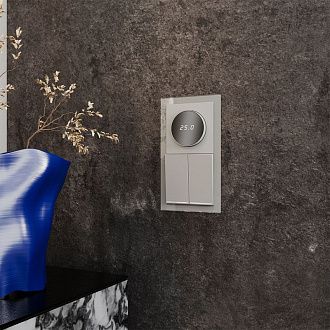 Выключатель встраиваемый Voltum S70 двухклавишный с подсветкой 10А, сталь пластик Soft touch VLS020205