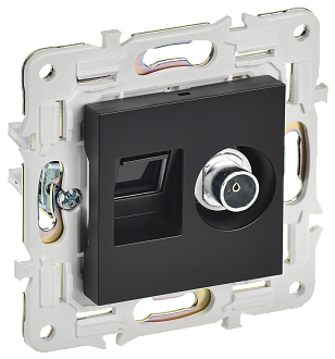 SKANDY Розетка двойная TV+RJ45 кат.5E SK-A14Bl черн. IEK, SK-AK20-1-K02