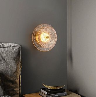 Светильник настенный ElegantLight DZN-4423 ЗОЛОТО+ЯНТАРНЫЙ  D200/H100/1/LED/9W 3000-6500K 25-03 (1)
