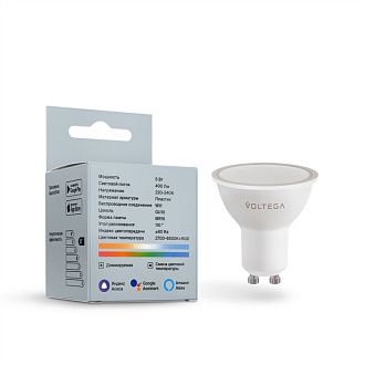 2426 Лампа светодиодная диммируемая Voltega Wi-Fi 5,5W 500Lm  GU10, 2700K-6500K MIX-RGB DIM