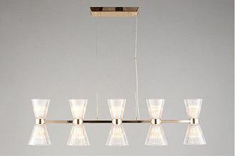 Подвесная люстра 105*14*50-180 см, 10*E14, 40W, Aployt Elinor APL.801.03.10, золотой