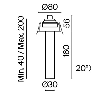Встраиваемый светильник 3*3*21,6 см, LED, 7W, 3000К, Maytoni Technical Focus T C140RS-L200-7W3K-B черный, вр 7,5 см