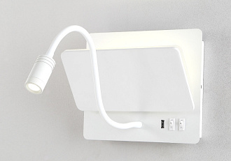 Бра 25*12 см,  3W/6W/9W, 3000K, Crystal Lux CLT 226W250USB WH Белый