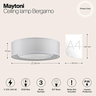 Светильник 52*52 см, Е27 60W, Maytoni Bergamo MOD617CL-04GR