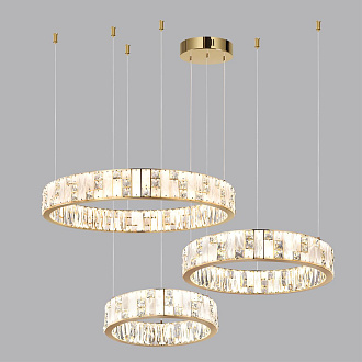Люстра 60*60*100 см, LED 1*80W, 3700 К, Odeon Light Crossa 5072/80L, золото/прозрачный/белый