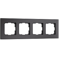 W0043108 Рамка на 4 поста Senso, черный, стекло soft-touch Werkel, 4690389200496